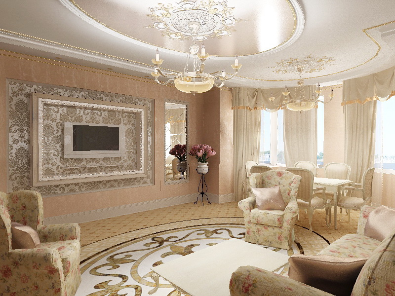 классический стиль гостиной комнаты